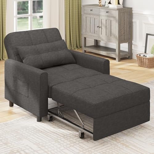Bealife Relaxsessel, Schlafsessel mit Verstellbarer Rückenlehne, Fernsehsessel, Klappbares Schlafsofa, Relaxsessel fürs Wohnzimmer,Schlafzimmer(Dunkelgrau)