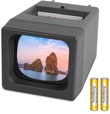 TCNEWCL Visionneuse de Diapositives 35 mm pour Anciennes Diapositives, projecteur de Diapositives 35 mm éclairé par LED, grossissement 2X, alimenté par Piles AAA (2 Piles AAA incluses)
