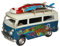 Blechauto Deko Nostalgie Modellauto Oldtimer Surfer Hippie Bulli in blau L 26 cm aus Blech