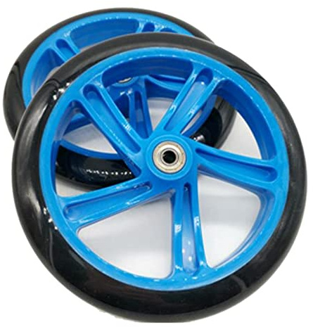 Tlilyy 2 Stück Scooter Rad 200mm PU Material Radstärke 30mm ABEC-7 Lager Roller Zubehör Blau
