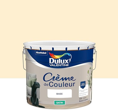 Dulux Valentine Crème de Couleur - Peinture multi-supports intérieure - Satin Blanc Cassé 10 L