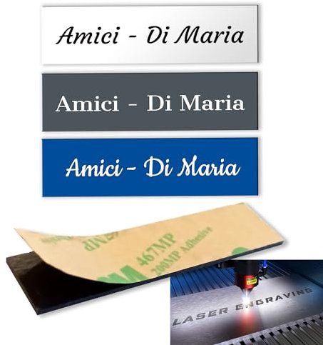 Targhetta nome personalizzata per citofono, incisa, autoadesiva, su laminato plastico colore BIANCA/GRIGIO/BLU - MADE IN ITALY…
