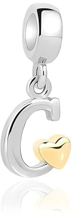 Jokmeo Letters Charm 925 Sterling Silber Bead Anhänger Alphabet A-Z Bead Charms mit Love Heart Pendant Crystal passt auf Pandora Armbänder und Halsketten, Geschenk für Mutter/Tochter/Schwester/Tante