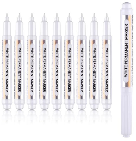 YUXIANLB 10 Stück Weiße Acrylstifte Weiß Wasserfest Dünn Permanent Marker Fein Weißer Stift Textilstifte Waschmaschinenfest Für Kunst Zeichnen Skizzieren Schreiben Kritzeln Markieren