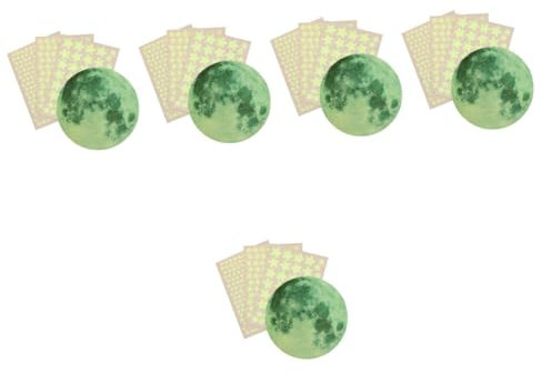 BESTonZON 5 Sets Wandaufkleber Leuchtende Wandaufkleber Wanddekoration Leuchtende Aufkleber Raumaufkleber Leuchtende Sterne Mondaufkleber Leuchtende Aufkleber Im Dunkeln Leuchtende