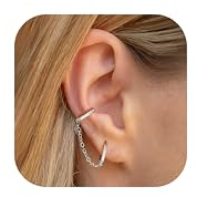 LOLIAS Ohrringe Silber 925 Ohrringe Hängend mit Kette Ohrringe Set für Mehrere Ohrlöcher Ohrringe Silber Creolen mit Huggie Ear Cuff Zirkonia Helix Piercing Silber 925