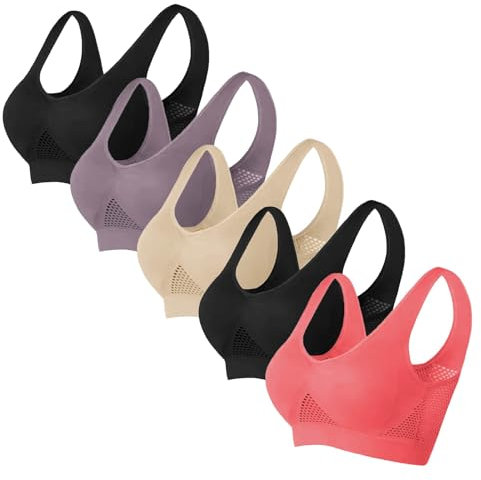 Generic Brassière Sport Femme Lot de 2/3/4/5 Soutiens-Gorge de Sport Yoga pour Femme - Soutien Moyen - Fitness Yoga Pas Cher Grande Taille - Multicolore, Rose Vif