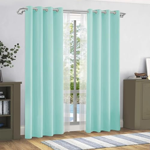 GREATOYAR Cortinas Salon Modernas, Cortinas Tela Lisa, Cortinas Translucidas, Cortinas Poliéster, Cortinas para Sala Cuarto Dormitorio Comedor Cocina Salón, 1 Pieza, 140x220cm, Verde Claro