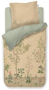Pip Studio Bettwäsche FATA Morgana Sand Perkal Bäume Blumen Vogel Floral Ornamente Blüten Beere, Größe:155 cm x 220 cm