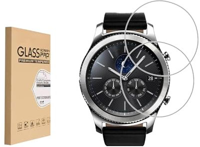 [2 Pack] Pellicola protettiva progettata per Samsung Gear S3 Frontier, Pellicola temperata ad alta definizione, durezza 9H, antigraffio, sensibile al tocco, protezione dalle cadute