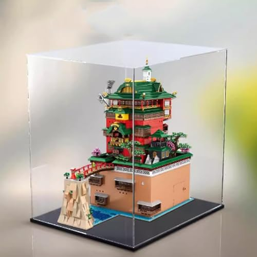 Vitrine transparente en acrylique pour Lego 55121 Hot Spring Pavillon modèle collection étanche à la poussière (boîte de présentation uniquement) (base noire)