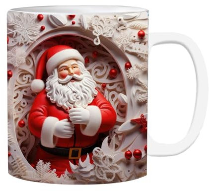 Taza de porcelana de Papá Noel, 350 ml, para bebidas frías y calientes, accesorios de fiesta de Navidad para escuelas, oficinas, dormitorios, casas