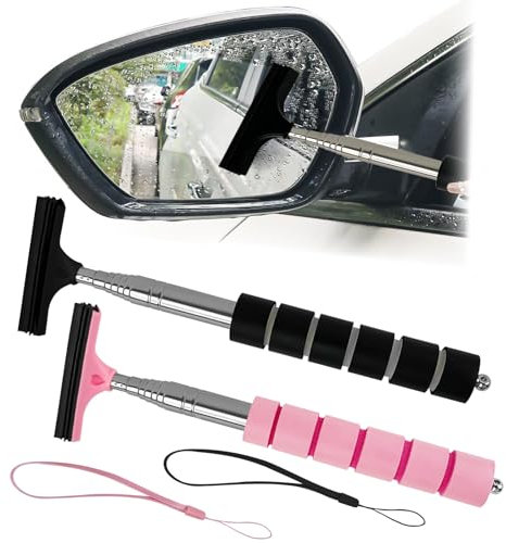TPTGIAR 2 Pcs Wing Mirror Squeegee, Retractable Car Window Squeegee, Portable Mini Squeegee, Car Rearview Window Wiper Car Accessories for Car Mirror Windowshield Shower Door