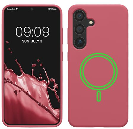 kwmobile Custodia Magnetica Compatibile con Samsung Galaxy S25 - Compatibile con MagSafe - Cover Silicone TPU Magnete - rosa scuro