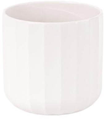 Vase élégant en terre cuite | Blanc mat à facettes | D.13,5 cm, H.13 cm | Vase décoratif pour intérieur et extérieur | pour plantes, fleurs et bonsaï | Classique et moderne (blanc mat, Ø 13,5 cm)
