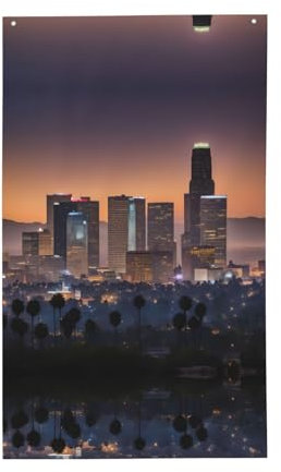 Los Angeles Skyline-Druck, dekorative Outdoor-Flagge, personalisierbar, geeignet für alle Outdoor-Umgebungen