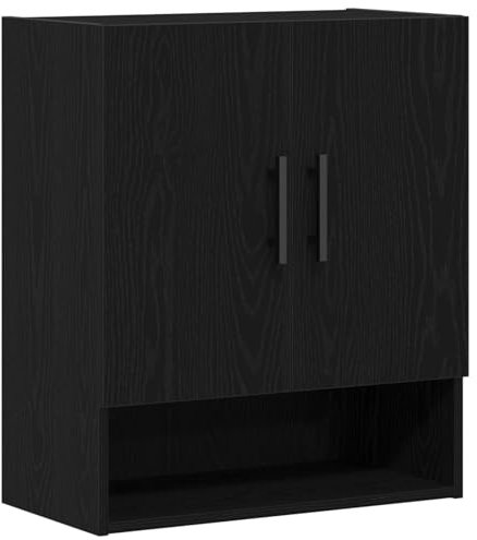 vidaXL Armadio di Stoccaggio Moderno in Rovere Nero | Ampia Costruzione in Legno Solido per Interni | Maniglie Chrome a T alla Moda | Ideale per Soggiorno, Ufficio o Camera da Letto