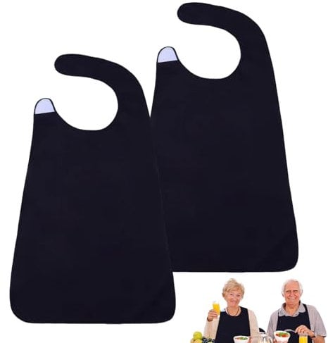 Asitanie 2 Stück Lätzchen für Erwachsene, Schlabberlatz für Erwachsene,Waschbar Verstellbare Latz,für Männer Frauen Senioren und Menschen mit Behinderung (Schwarz)