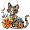 Lxmsja 5D Diamond Painting Anhänger Bunte Katze, Blumen Diamond Painting Fensterbilder Beidseitig für Erwachsene Kinder, Bastelset Kreativ Set, Hängend Ornament Kranz Tür Fenster Wand Eingang Decor