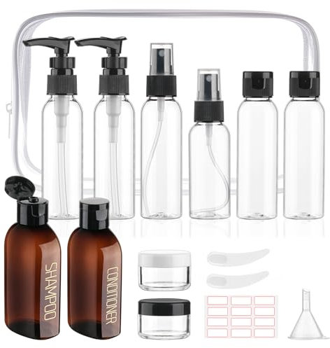 Decorniqu 15 Pack Travel Bottles for Toiletries TSA Approved Toiletry Bottles Leak Proof Travel Size Containers Reusable Kit for Women Men Clear Airport Toiletry Bag Shampoo Conditioner Lotion