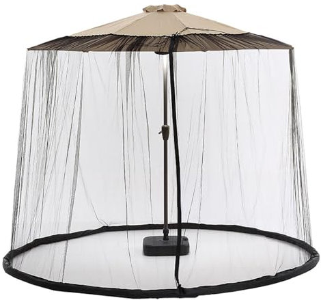 Moskitonetz für Sonnenschirme, Outdoor Umbrella Moskitonetz mit Reißverschlusstür für 300-335 cm Sonnenschirme Pavillon, Mückennetz Für Gartenschirm Ampelschirm,Black-335 * 240cm