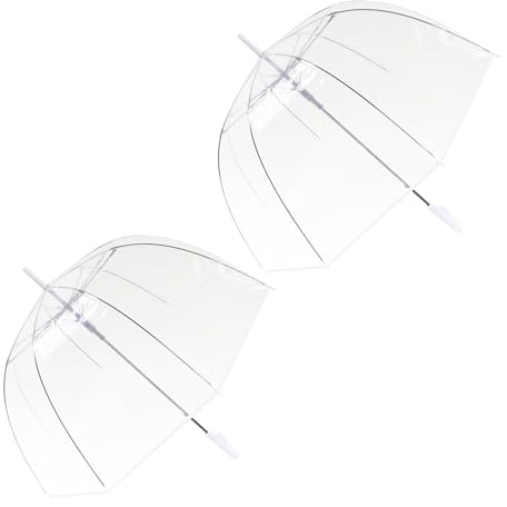 ThreeH 2 Piezas Paraguas Burbuja Adulto para Bodas Auto Open See Through Windproof Dome Canopy Eje de Fibra de Vidrio Reforzado