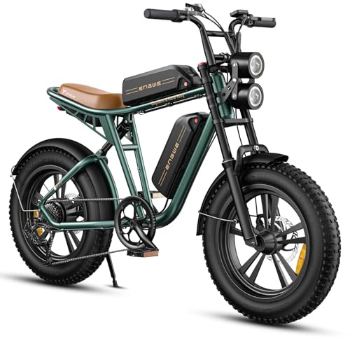 ENGWE M20 Elektrofahrrad für Erwachsene, austauschbarer Akku (48 V, 26 Ah/13 Ah), Offroad-Elektrofahrrad, breite Reifen (20„ × 4,0“), Reichweite bis zu 150 km, Doppel-Federung (Grün, Zwei Akkus)