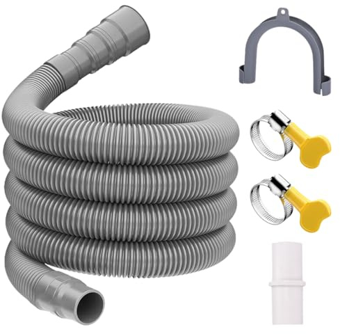 3M Manguera Desague Lavadora, Universal Manguera de Drenaje con 2 Abrazaderas y 1 Soporte Conector, Tubo Desagüe Para Lavavajillas, para Lavadora Lavavajillas y Secadora