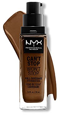 NYX Professional Makeup Can't Stop Won't Stop Full Coverage Foundation, Langanhaltend, Wasserfest, Vegane Formel, Mattierter Teint, Farbton: Walnut