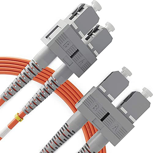 BEYONDTECH Cable de fibra óptica SC a SC OM2 Multimodo Duplex (25 Metros) - Latiguillo Doble Fibra Óptica UPC/UPC - 50/125 (LSZH)