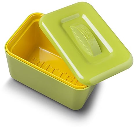 Zeal Insulated Butter Dish, Large 500 grams Capacity Double Walled Butter Tub/Container with Lid, Melamine - Lime Green