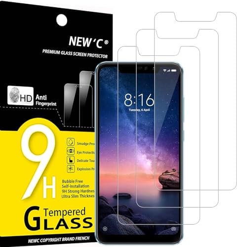 NEW'C 3 Pack Designed for Xiaomi Redmi Note 6 Pro Screen Protector Tempered Glass, Case Friendly Anti Scratch Bubble Free Ultra Resistant