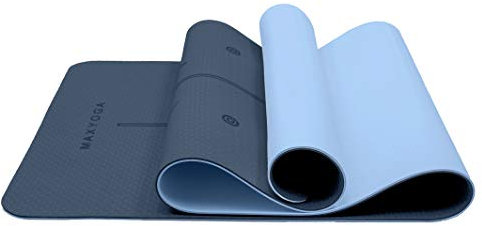 MaxYoga YogaMatte aus ökologischem Material TPE. rutschfeste Matte für Yoga Plates Gymnastik mit Einer Dicke von 6 mm und Einer Größe von 183 x 61 cm. Blau