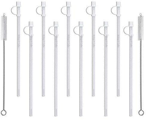 11 Flexible Straws for Jumbo Mugs (10) with 2 Straw Cleaning Brushes