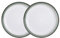 Denby - Regency Green Small Plates Set of 2 - Dishwasher Microwave Safe Crockery 17.5cm - Green, White Ceramic Stoneware Tableware Side Plates - Chip & Crack Resistant