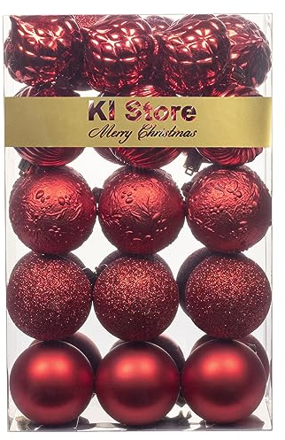 Busybee weihnachtskugeln 30 Stücke 6CM Ornamente für Weihnachtsbaum rot Christbaumkugeln Weihnachtsdekoration Kugeln