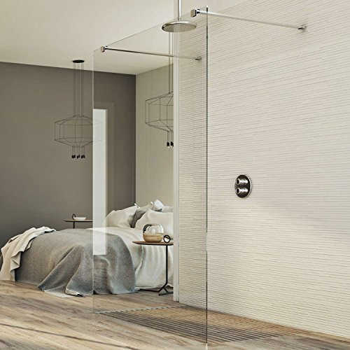 Parete Doccia Fissa mod. Walk in Free in Vetro Cristallo 8mm Trasparente Free Standing (110 CM)