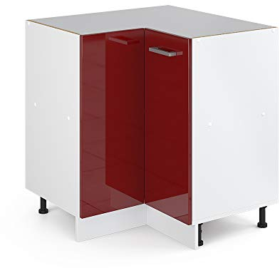 Vicco Eckunterschrank R-Line, Bordeaux Hochglanz/Weiß, 75.6 cm ohne Arbeitsplatte