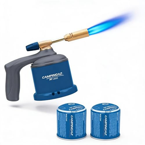 Kit Soplete Campingaz PT2000 con 2 Cartuchos C206 – 1750 °C para Soldadura de Cobre y Bricolaje