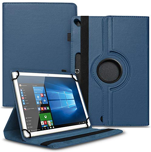 NAUCI Tablet Schutz Hülle kompatibel für Odys Space One 10 / SE Schutzhülle Tasche Kunstleder 10,1 Zoll Case mit Standfunktion 360° Drehbar, Farben:Blau