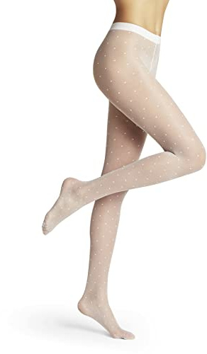 FALKE Damen Dot 15 DEN Strumpfhose feines weiches Material transparent reißfest druckfreier Komfortbund Feinstrumpfhose verstärkte Fußspitze feine Naht gepunktet 1 Stück