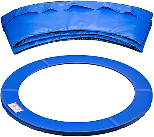 Mehomei Federabdeckung für Trampolin Ø 396cm mit 8 Stangen,UV-beständig,Reißfest Federabdeckung, Gartentrampolin Randabdeckung - Blau