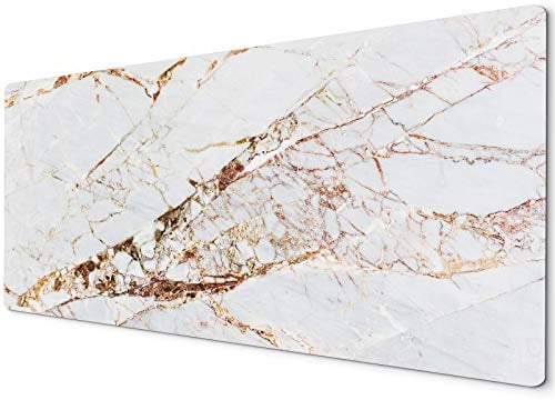 Gold Marble XXL Mouse Pad - White / 900 x 400