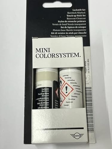 BMW Lackstift-Sets in Wagenfarbe mit Klarlack 2x 12 ml Ausbesserungsstift Schwarz Weiß Grau Silber (Pepper White)