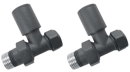 Standard Radiator Valves for Central Heating (Pair) - Sizes and Colors for Designer Bathroom (Anthracite Straight 15mm)