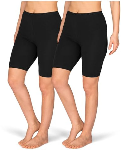 SES Radlerhose Damen Baumwolle 2er-Pack 48-50 Schwarz - 100% Baumwolle - Radlerhose Damen kurz für Kleid - Perfekter Sitz & Komfort