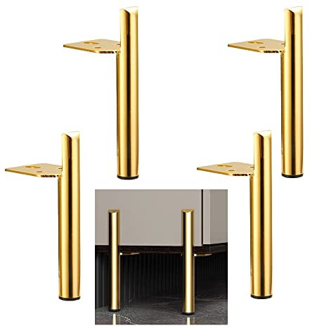 ALXEH 8 Inch Furniture Legs Gold Coffee Table Feet, Mid-Century Metal Furniture Leg for Sofa Cabinet Ottoman, Set of 4 Side Mounted Style Home DIY Replacement Feet
