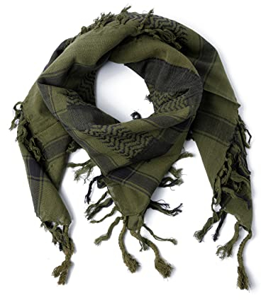 ROCK DADDY Estd 2000 ROCK HARD CLOTHING Halstuch Kopftuch Shemagh Palituch Taktischer Arabischer Arafat Schal Dreieckstuch Palästinenser PLO 100% Baumwolle (Schwarz/Olivgrün)