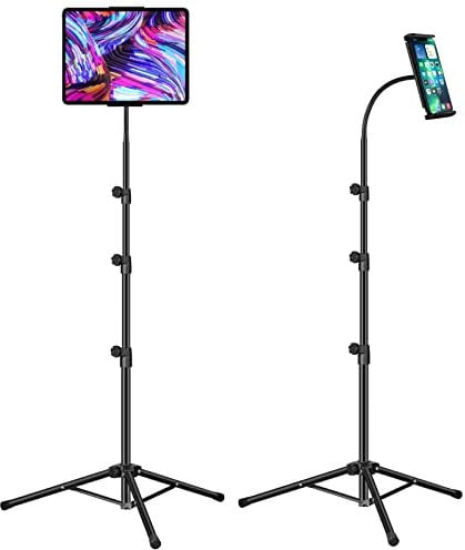 Ipad Tripod Stand,Gooseneck 65-inch Floor Stand for Tablet, Floor Stand with 360° Rotating Tripod Mount for iPhone iPad Mini/Air/Pro and All 4.5-12.9 Inch Tablets