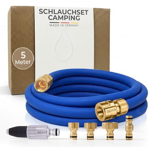 Alb Filter SCHLAUCHSET Wohnmobil & Camping (Komplett, 5 Meter) | Trinkwasser-Schlauchset für Wohnmobil & Camping, Gardena- & GEKA-kompatibel, mit Spritzdüse, Made in Germany